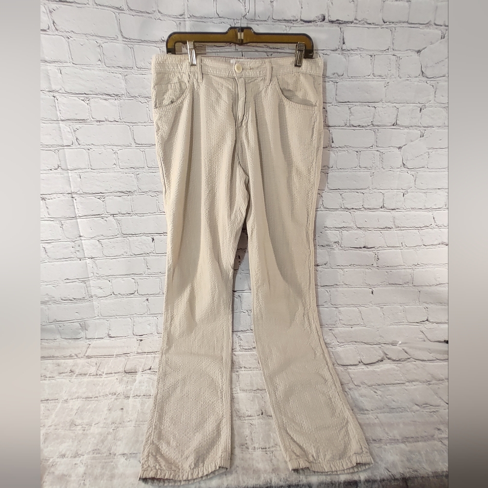 Raleigh Denim Mens Martin Cotton Jeans 32 Cream Beige Seer Sucker Pants